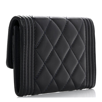 Chanel Lambskin Quilted Boy Flap Card Holder Navy 3 of 12