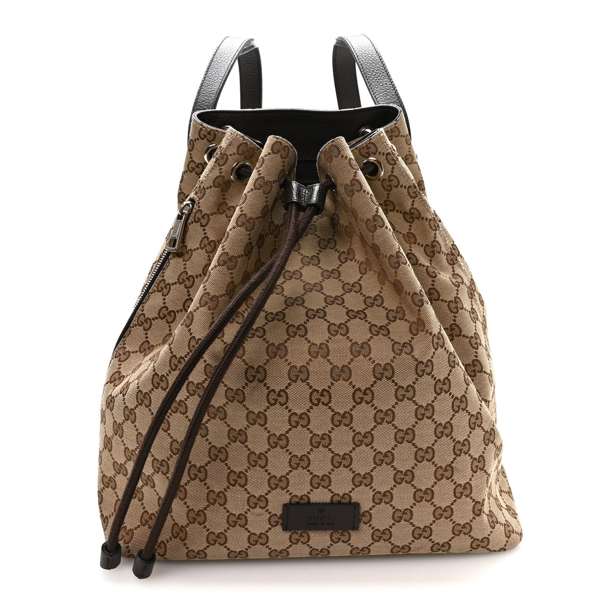 Gucci Monogram Dollar Calfskin O Drawstring Backpack Beige Ebony Testa di Moro Dark Chocolate 1 of 10