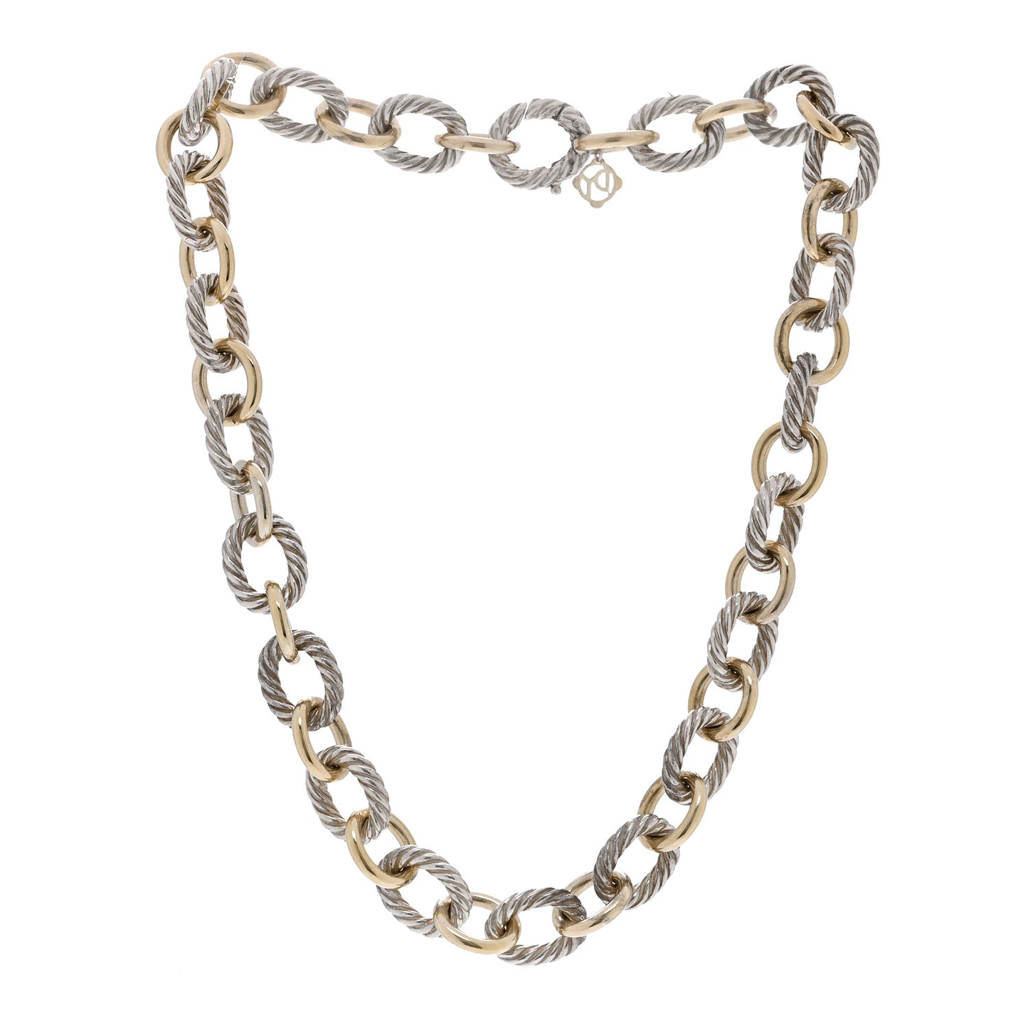 Sterling Silver 18K Yellow Gold 12mm Large Oval Link Necklace