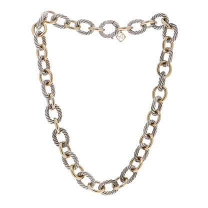 David Yurman Sterling Silver 18K Yellow Gold 12mm Large Oval Link Necklace 3 of 4