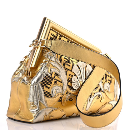 Fendi X VERSACE Vitello Laminato Catalan Mirror Fendace FF Medium Fendi First Oro 2 of 8