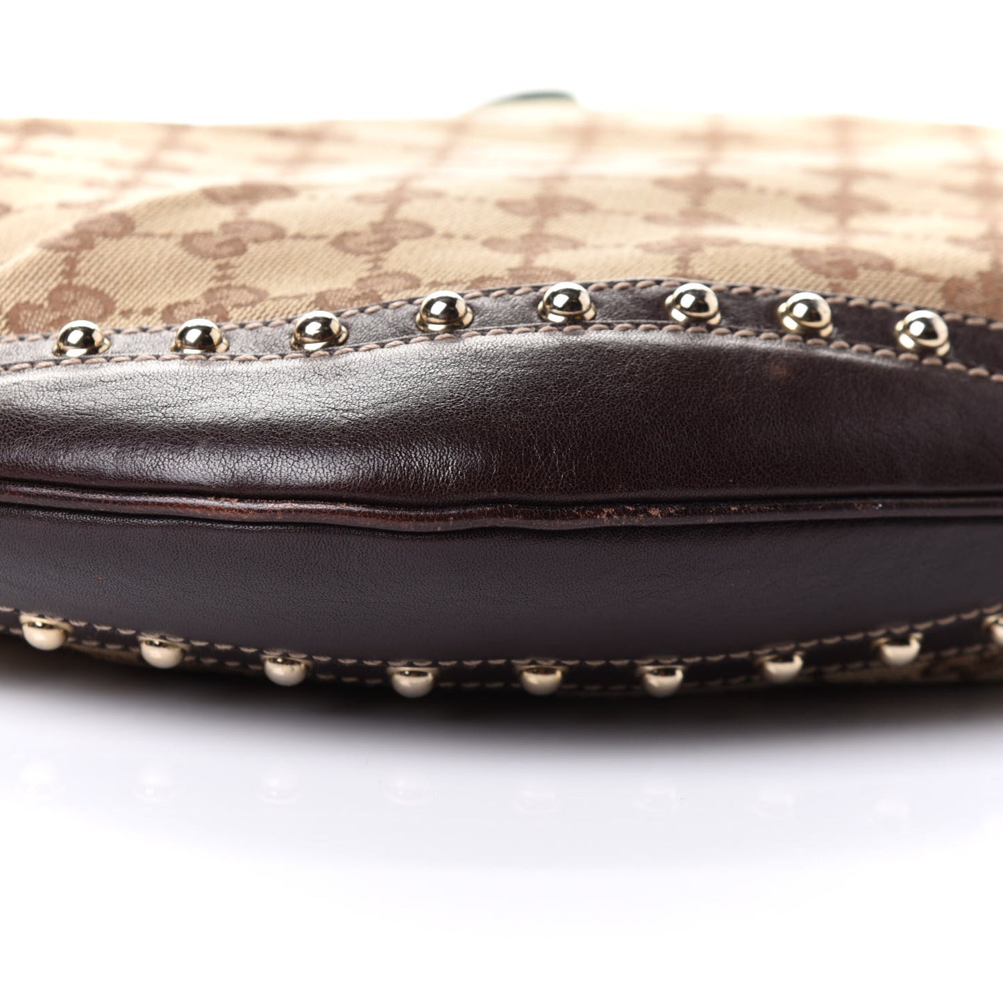 Monogram Web Studded Pelham Shoulder Bag Dark Brown