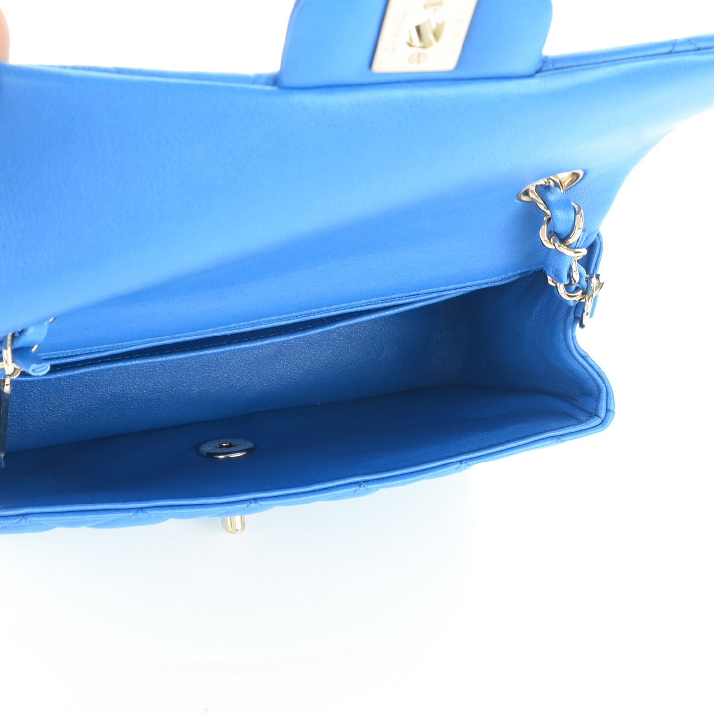 Lambskin Quilted Mini Rectangular Flap Blue