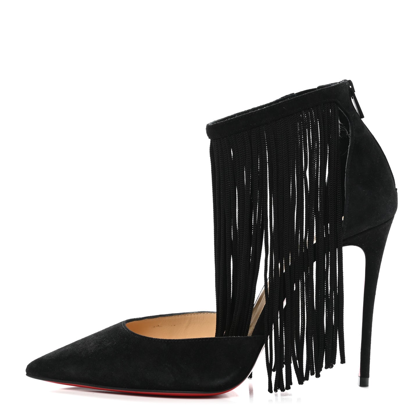 Veau Velours Fringe Courtain 100 Pumps 36.5 Black
