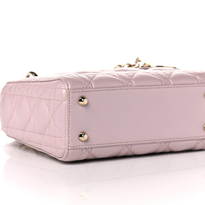 Christian Dior Metallic Lambskin Cannage Mini Lady Dior Lotus 7 of 15