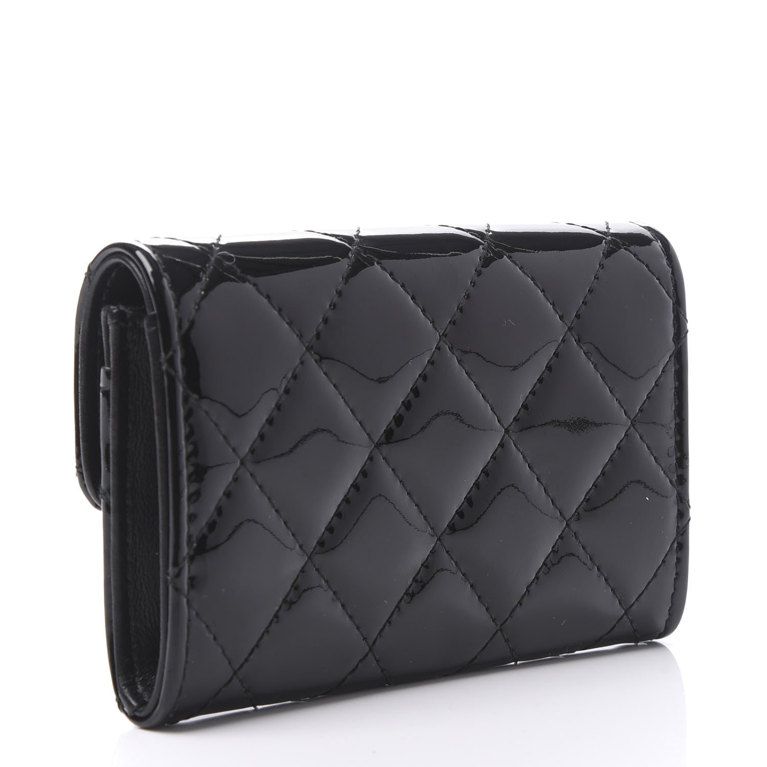 Chanel Patent Quilted Flap Card Holder Wallet Black 2 of 11
