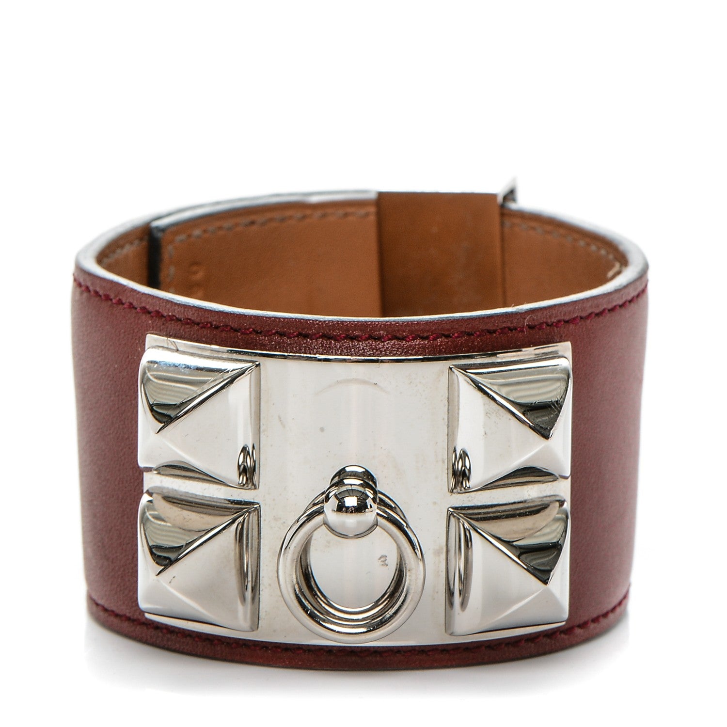 Hermes Tadelakt Collier De Chien CDC Bracelet L Rouge H 1 of 6
