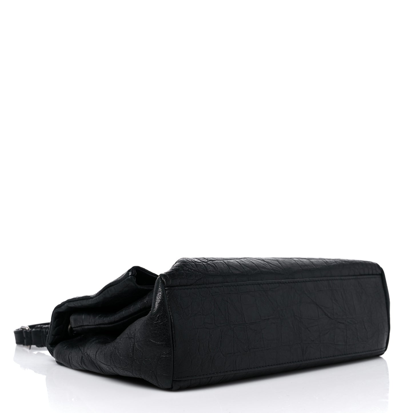 Calfskin Crocodile Embossed Medium West Hollywood Monogram Fold-Over Black