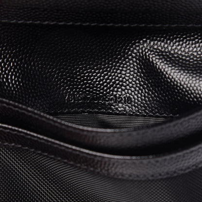Saint Laurent Grain De Poudre Matelasse Chevron Monogram Zipped Card Case Black 7 of 8