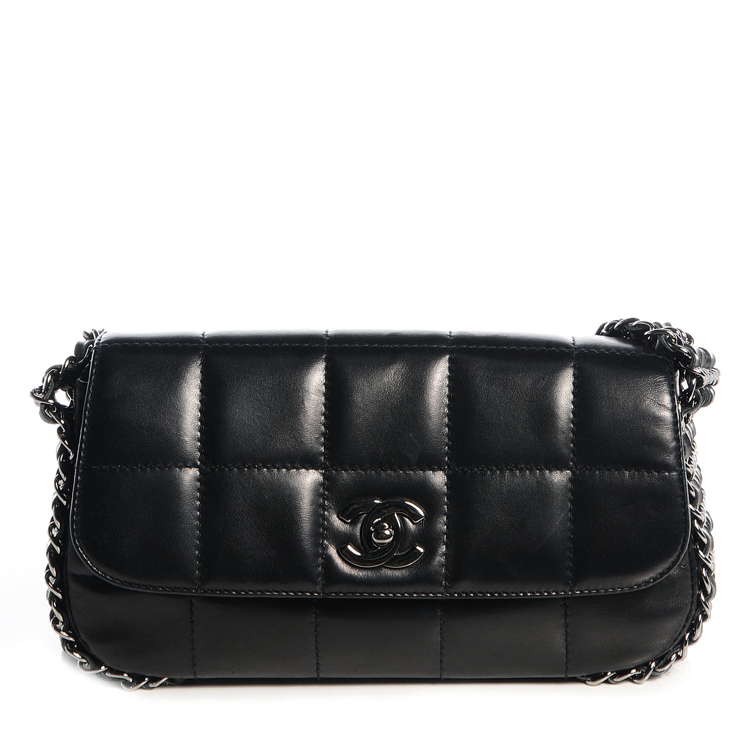 Chanel Lambskin Chocolate Bar 5 Chain Flap Black 1 of 8