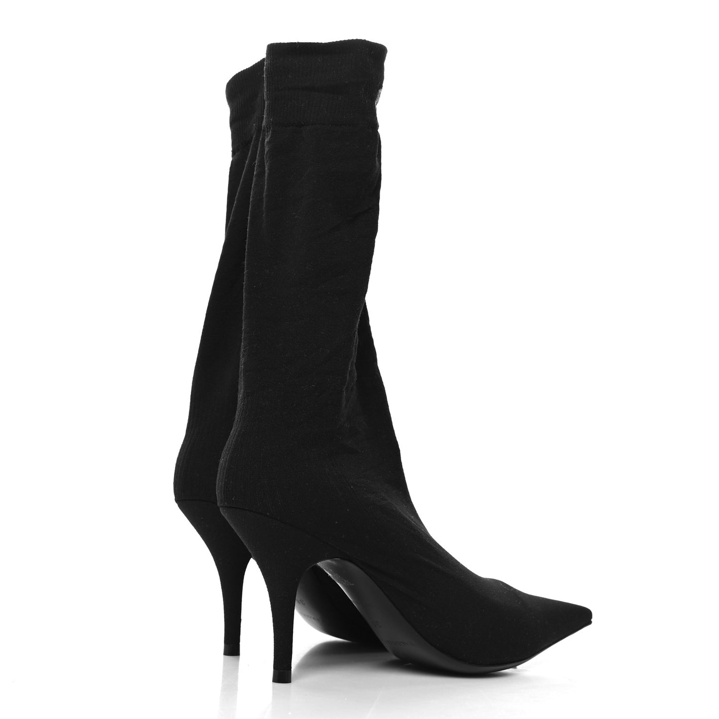 Knit BB Logo Extreme Pointed Toe Knife Booties 36 Black