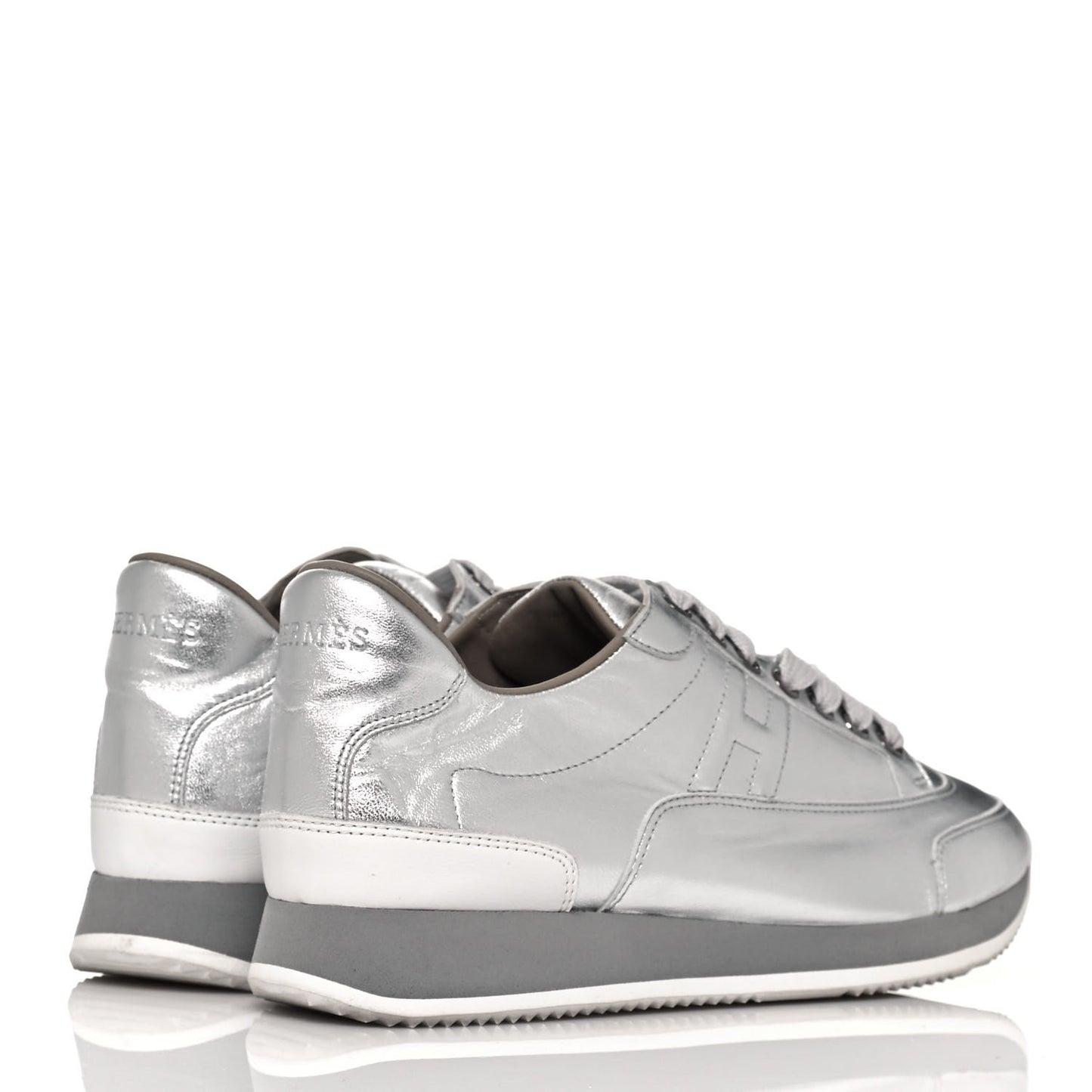 Metallic Nappa Womens Goal Sneakers 39 Argente