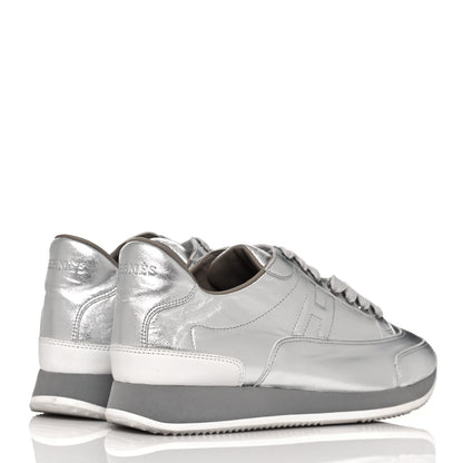 Hermes Metallic Nappa Womens Goal Sneakers 39 Argente 4 of 8