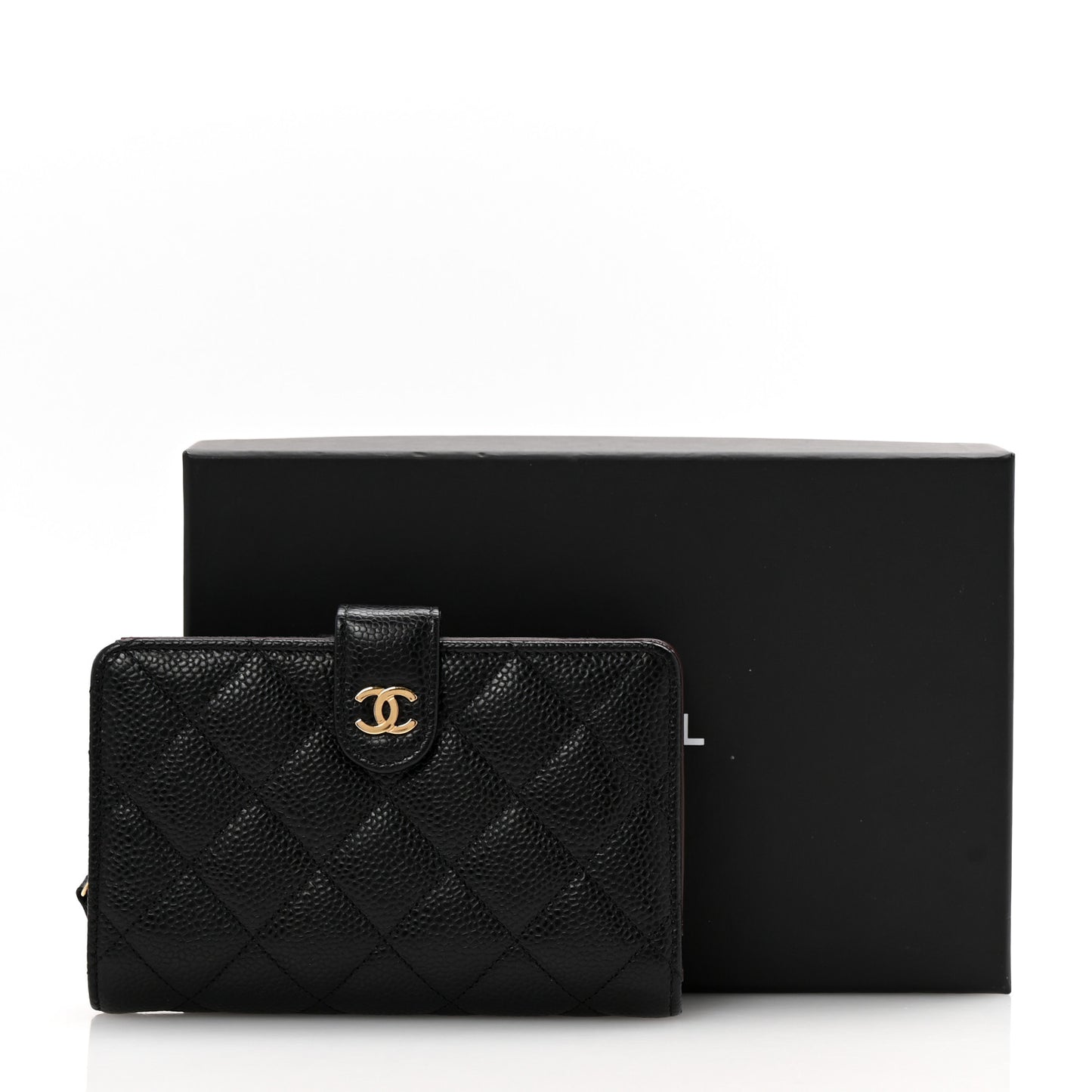 Caviar Quilted Zipped Pocket Wallet Black