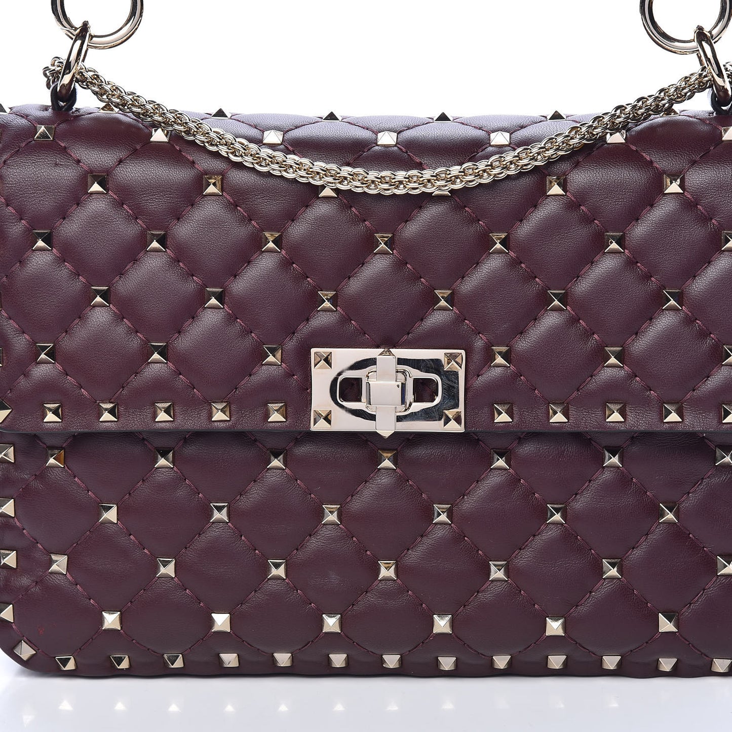 Nappa Medium Rockstud Spike Shoulder Bag Rubin