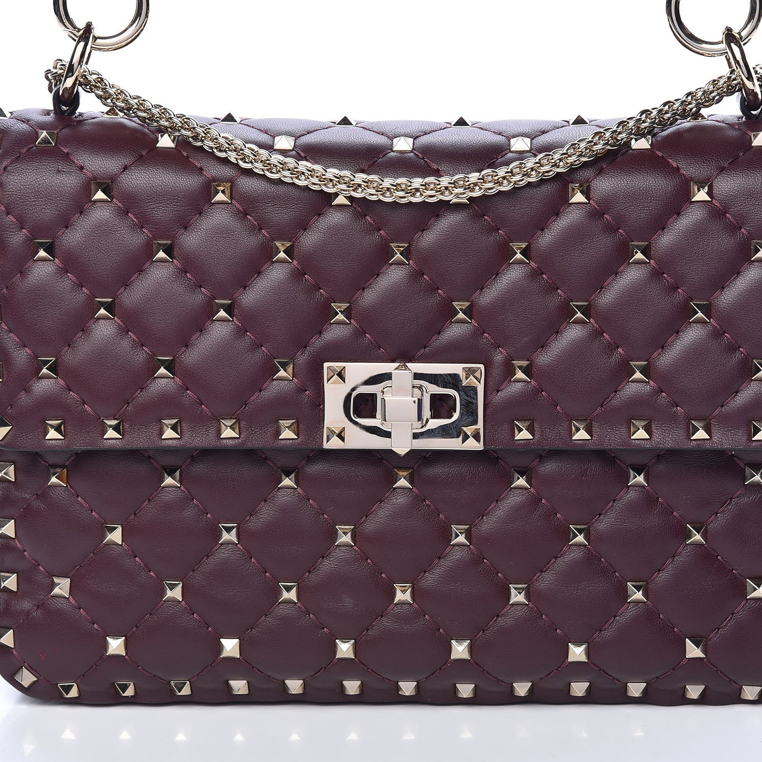 Valentino Garavani Nappa Medium Rockstud Spike Shoulder Bag Rubin 9 of 9