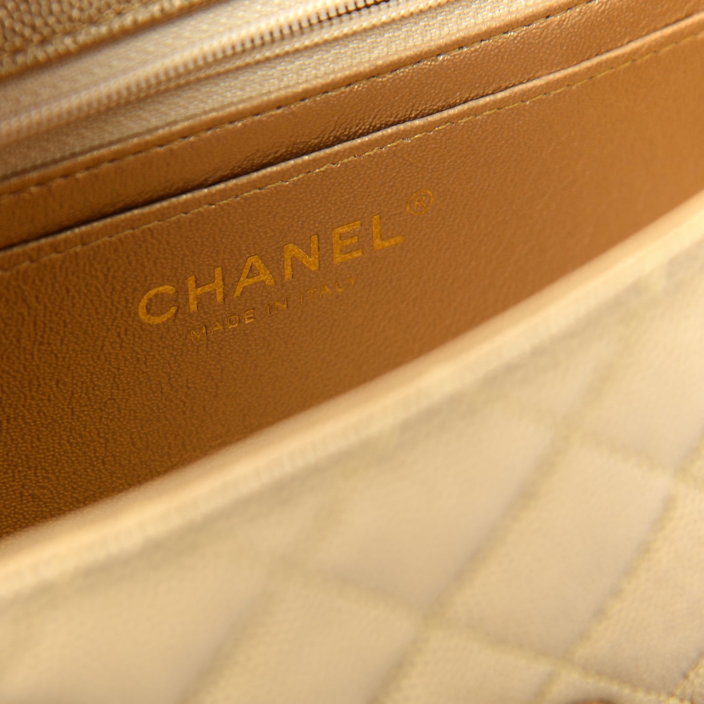 Metallic Caviar Quilted Mini Top Handle Rectangular Flap Gold