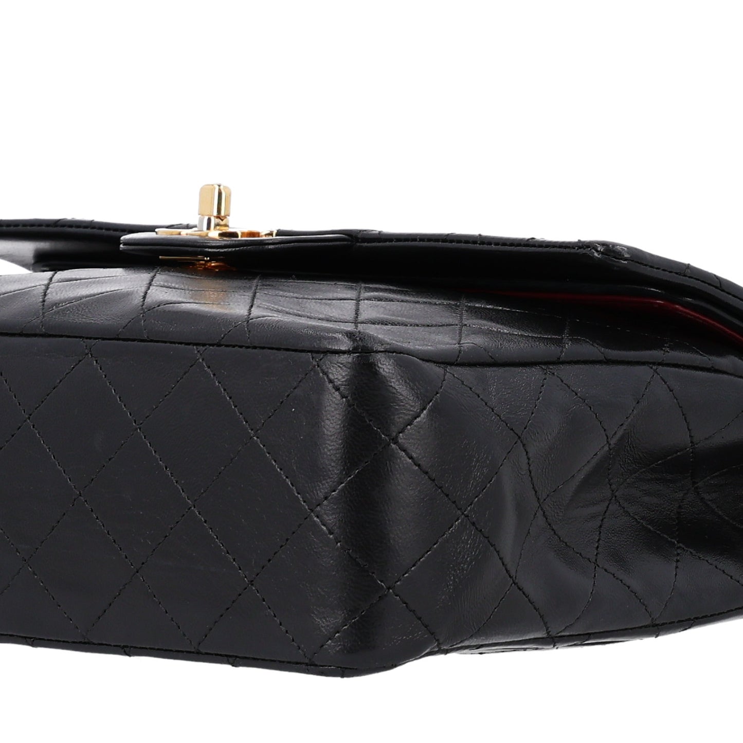 Lambskin Quilted Medium Double Flap Black