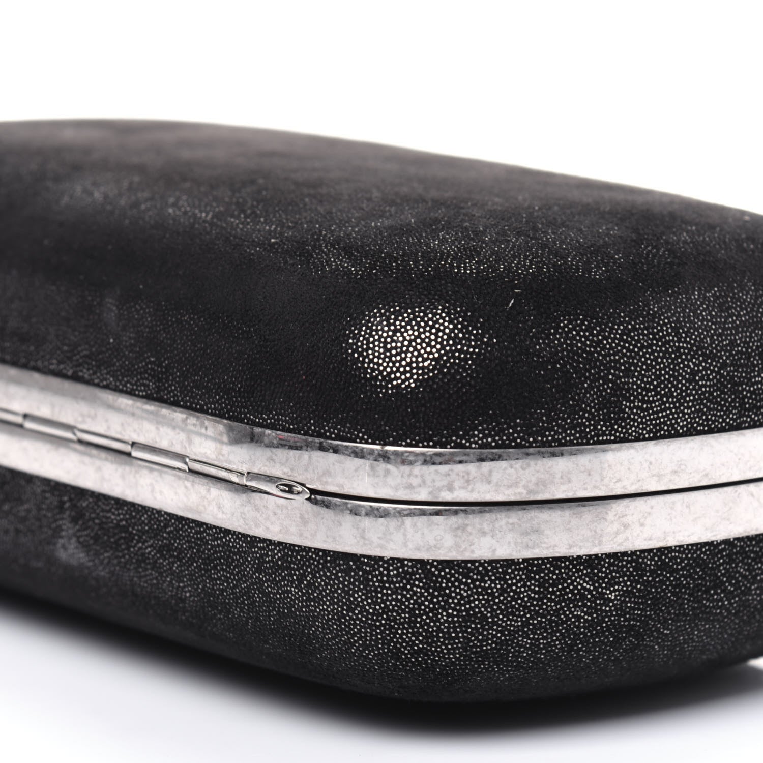 Alexander McQueen Metallic Suede Skull Box Clutch Black 14 of 16