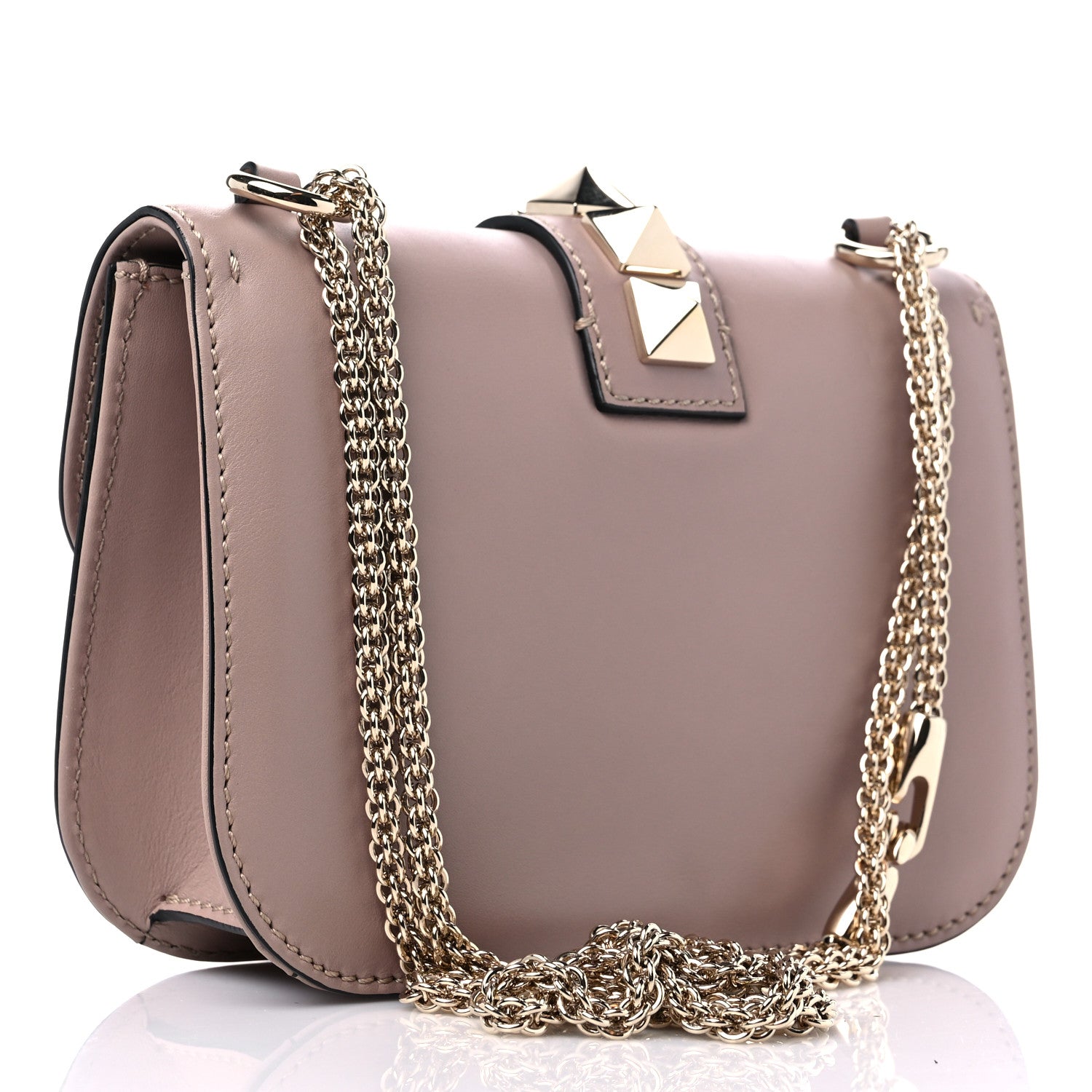 Valentino Garavani Vitello Small Glam Lock Rockstud Flap Poudre 3 of 9