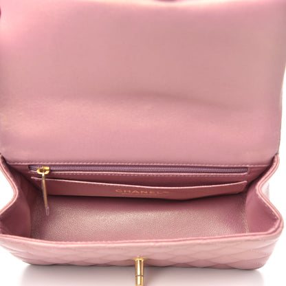 Chanel Iridescent Lambskin Quilted Mini Top Handle Rectangular Flap Pink 5 of 11
