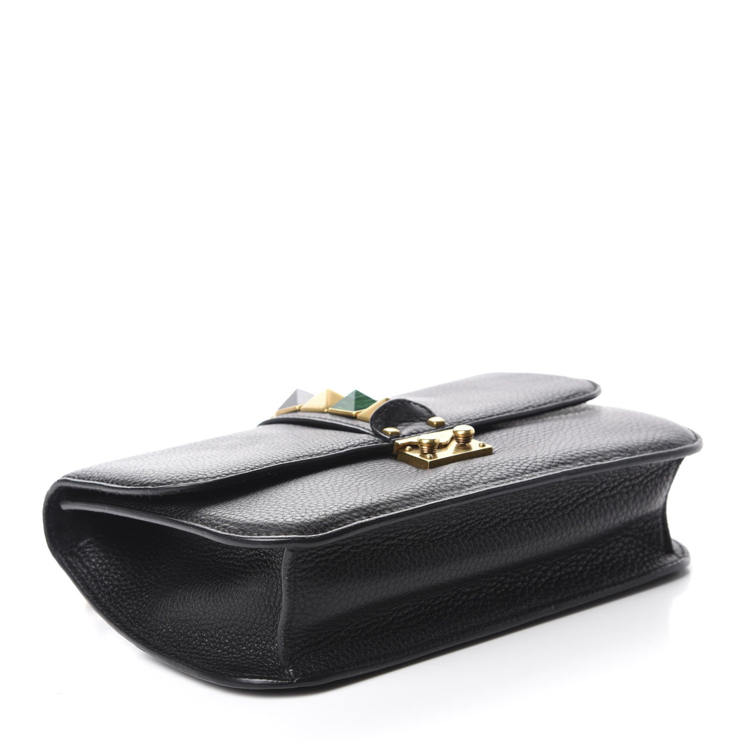 Valentino Garavani Pebbled Calfskin Medium Rockstud Rolling Glam Lock Rockstud Flap Black 4 of 10
