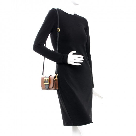 Burberry Grainy Calfskin House Check Small Buckle Bag Brown 3 of 9