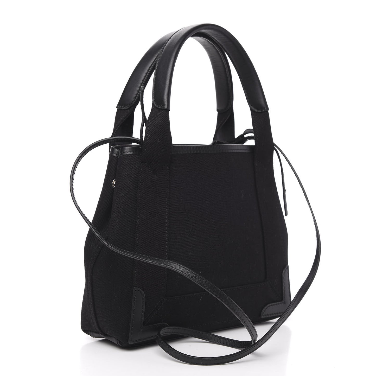 Cotton Canvas Calfskin Navy Cabas XS Black