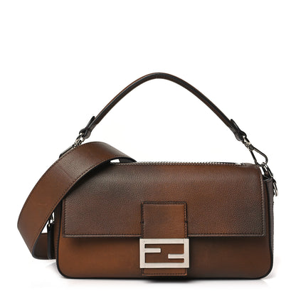Fendi Vitello Fabric Jacquard FF Baguette Brown 1 of 9