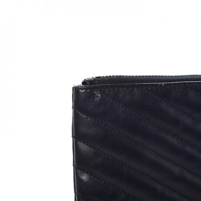 Saint Laurent Calfskin Matelasse Chevron Monogram A5 Wristlet Medium Blue 8 of 8