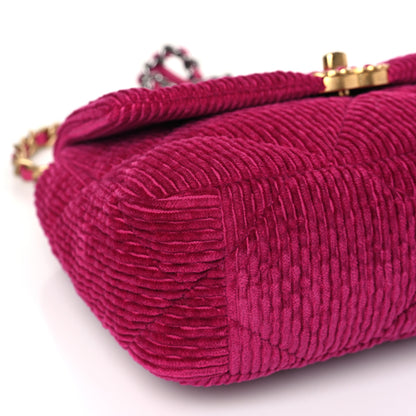 Chanel Corduroy Quilted Medium Chanel 19 Flap Dark Pink 8 of 9