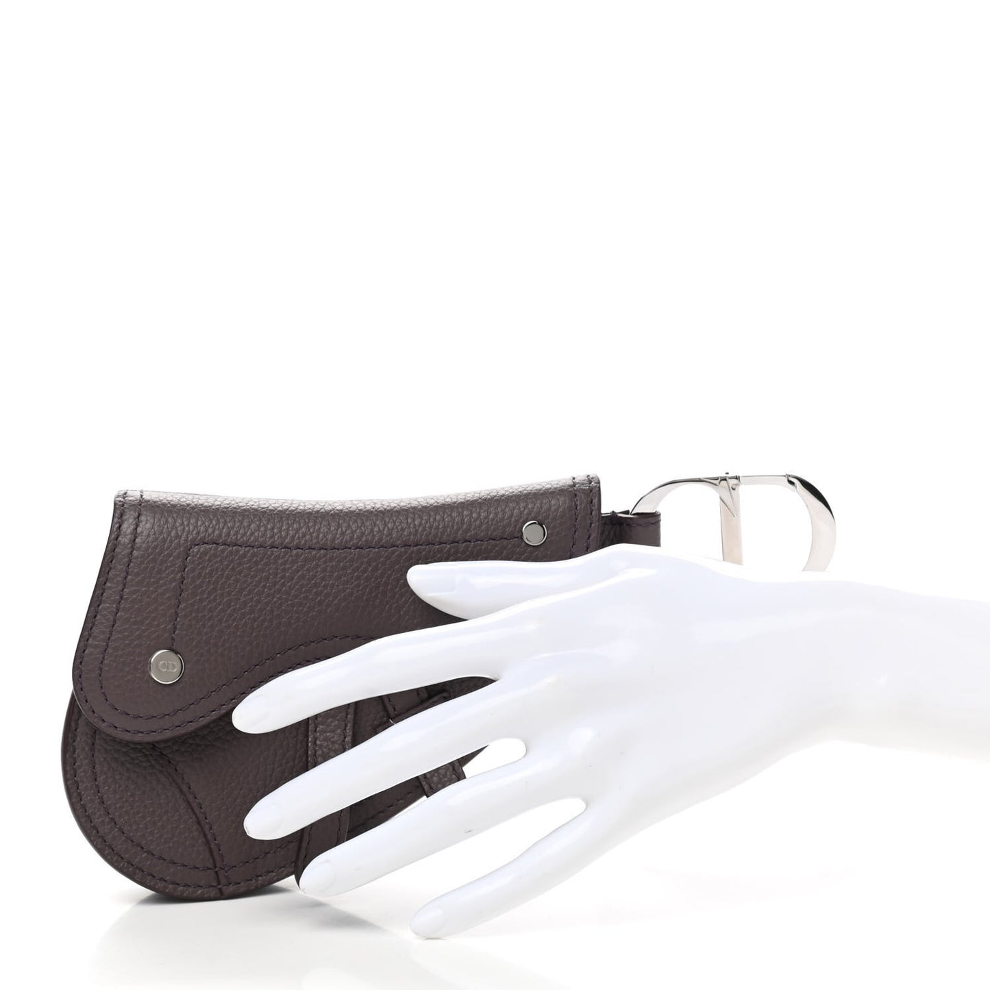 Grained Calfskin Saddle Key Ring Warm Taupe