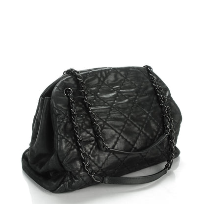 Chanel Iridescent Calfskin Quilted Large Just Mademoiselle Dark Grey 3 of 7