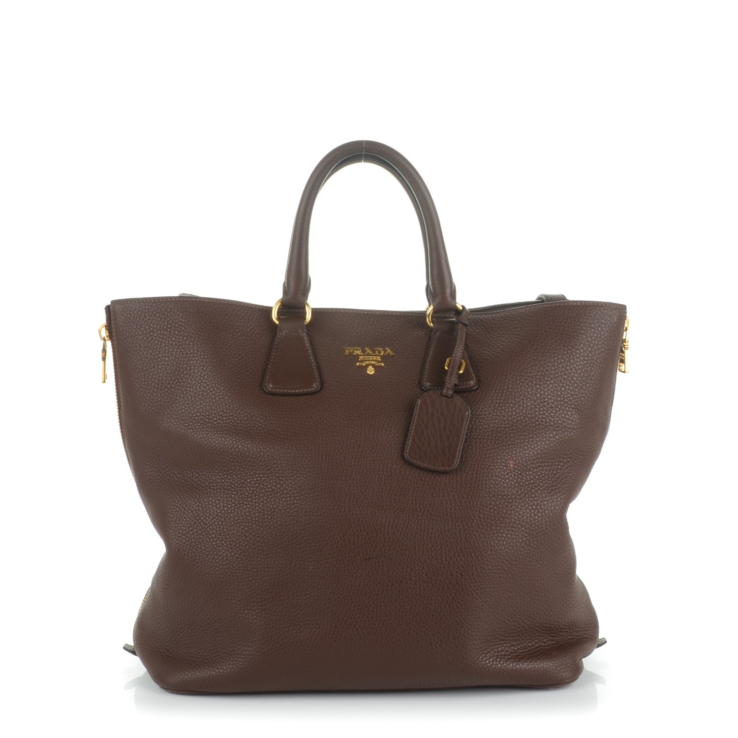 Prada Vitello Daino Side Zip Tote Bruciato 1 of 9