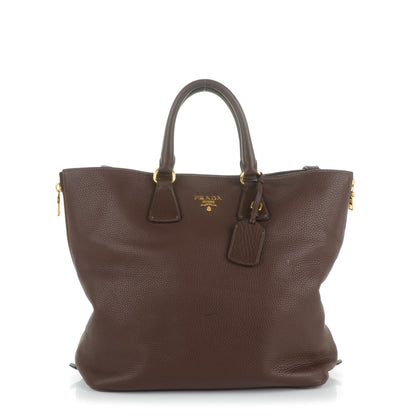 Prada Vitello Daino Side Zip Tote Bruciato 1 of 9