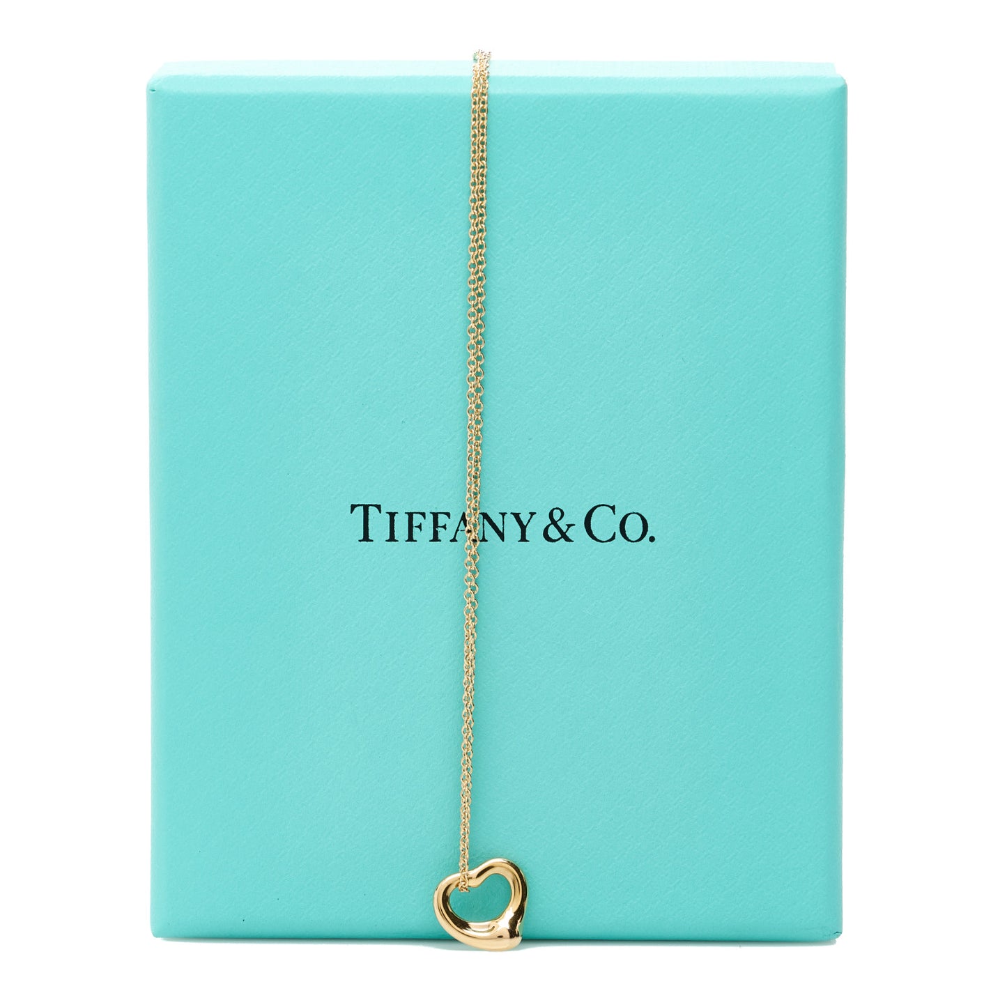 18K Yellow Gold 11mm Elsa Peretti Open Heart Pendant Necklace