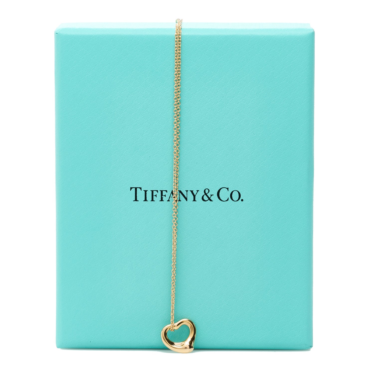 Tiffany 18K Yellow Gold 11mm Elsa Peretti Open Heart Pendant Necklace 8 of 8