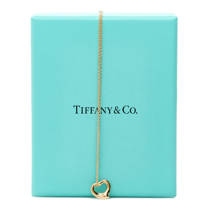 Tiffany 18K Yellow Gold 11mm Elsa Peretti Open Heart Pendant Necklace 8 of 8