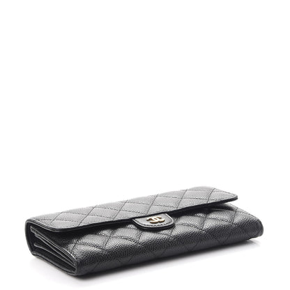 Chanel Caviar Quilted Large Gusset Flap Wallet Black 4 of 9