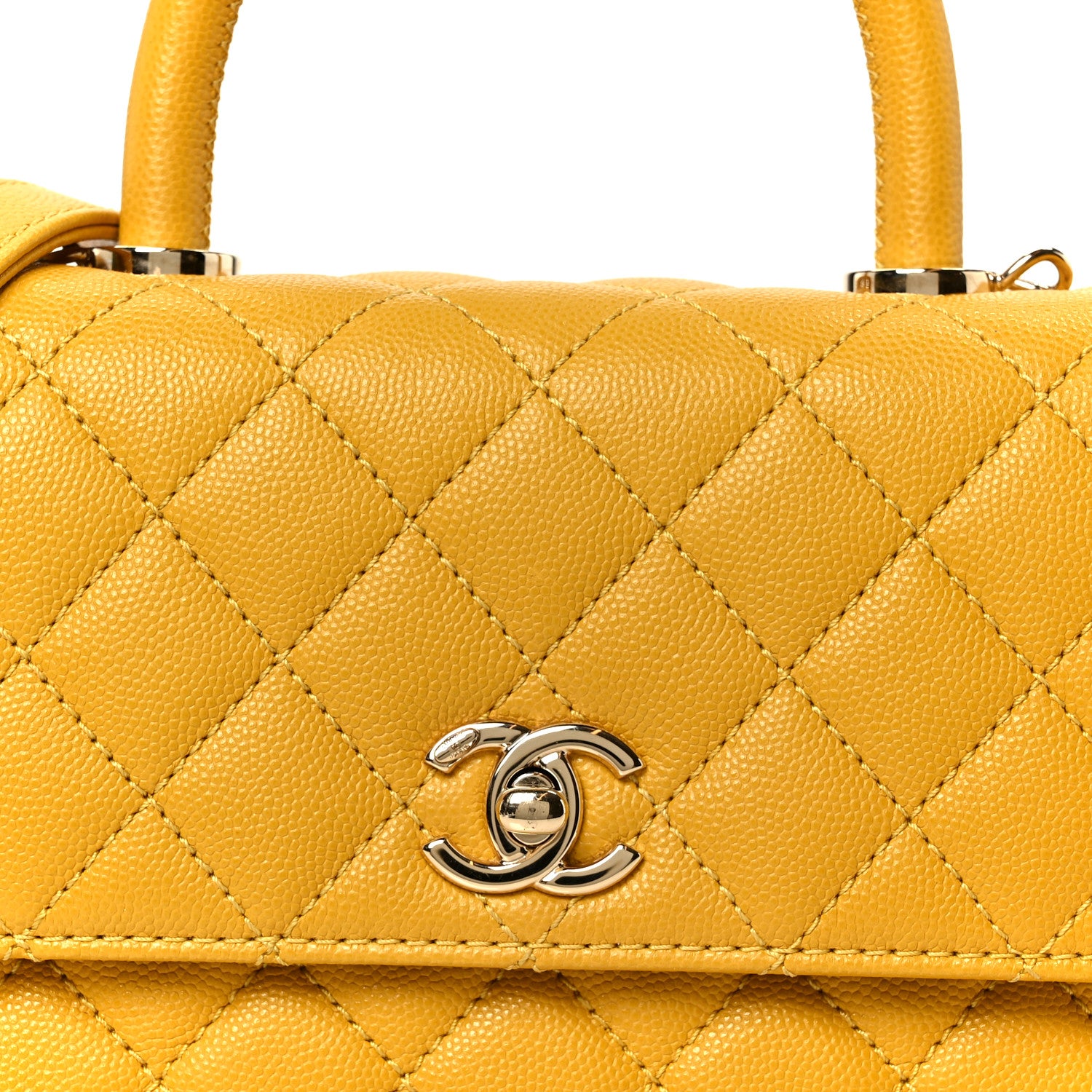 Chanel Caviar Quilted Mini Coco Handle Flap Yellow 9 of 12