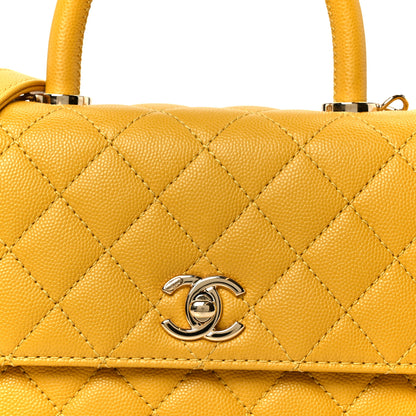 Chanel Caviar Quilted Mini Coco Handle Flap Yellow 9 of 12