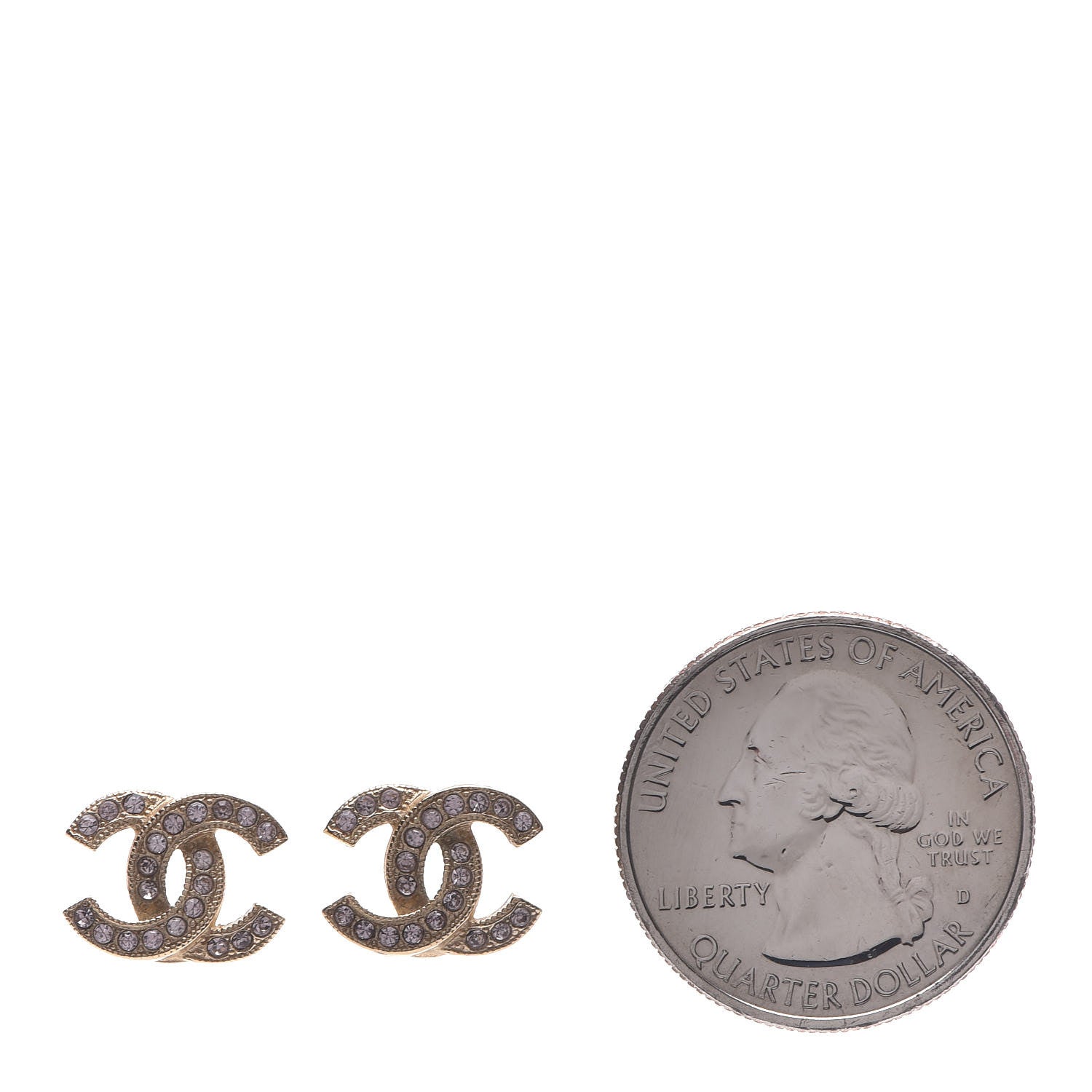 Chanel Crystal Twisted CC Earrings Light Gold Pale Pink 2 of 5