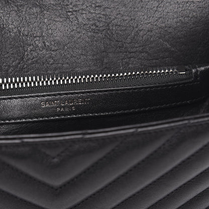 Saint Laurent Sheepskin Matelasse Chevron Monogram Medium College Bag Black 7 of 12