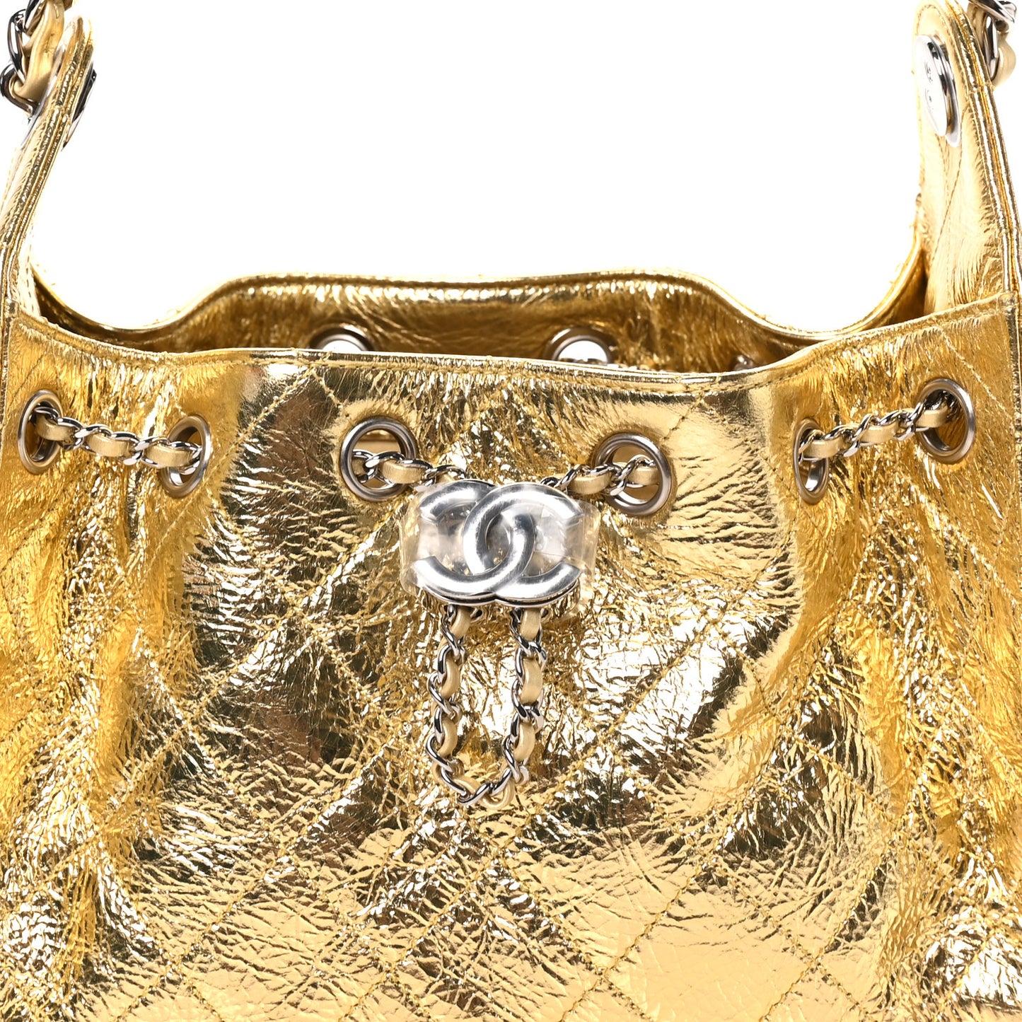 Metallic Aged Calfskin Quilted Mini Chanel 25 Handbag Gold