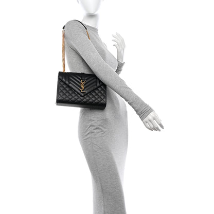 Saint Laurent Grain De Poudre Textured Mixed Matelasse Triquilt Medium Monogram Satchel Black 2 of 11