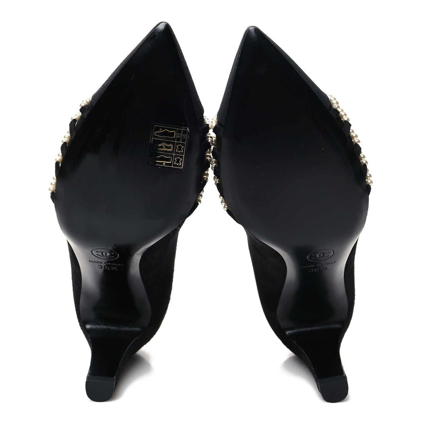 Suede Pearl Grosgrain Pumps 36.5 Black