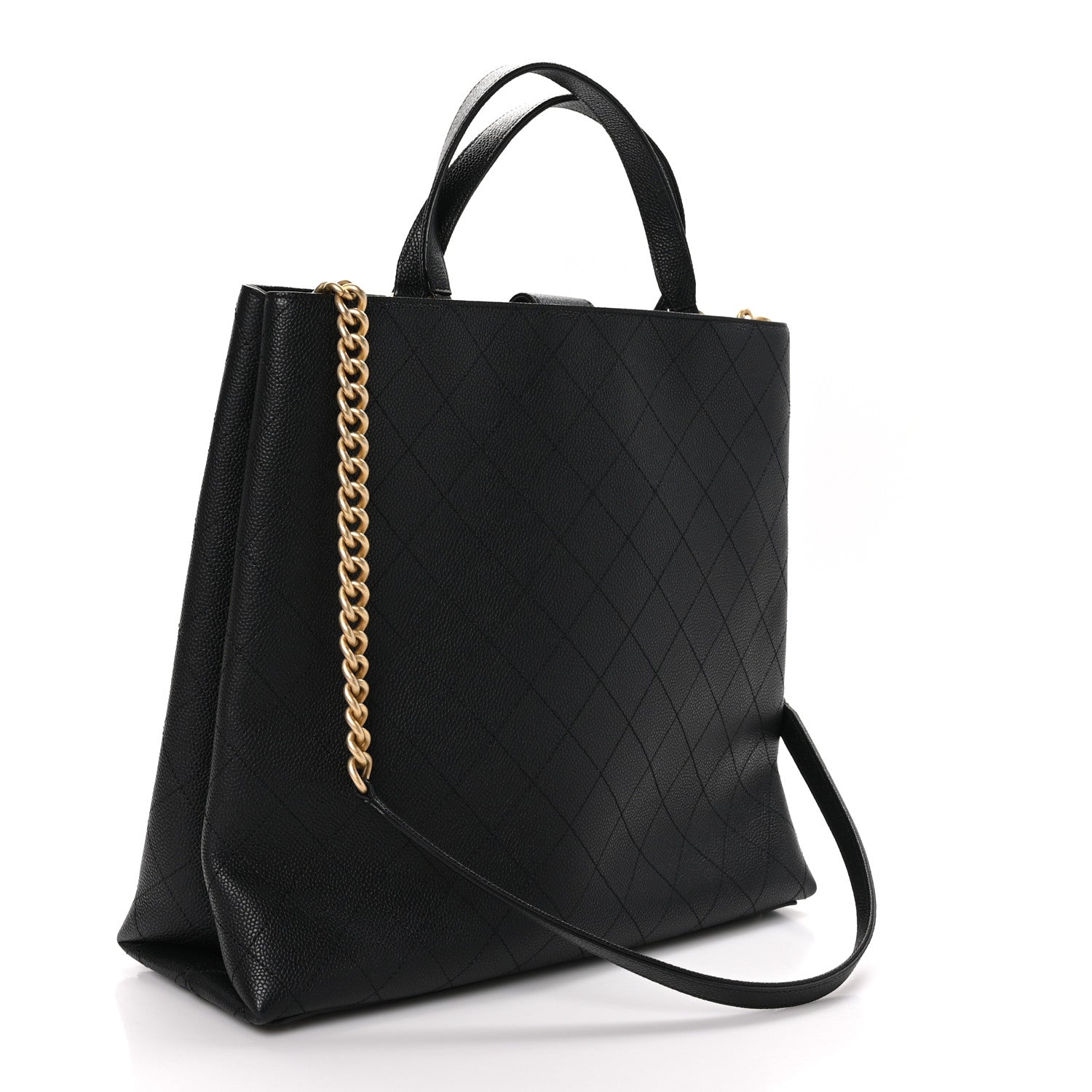 Chanel Caviar Stitched Large Shopping Tote Bag Black 3 of 11