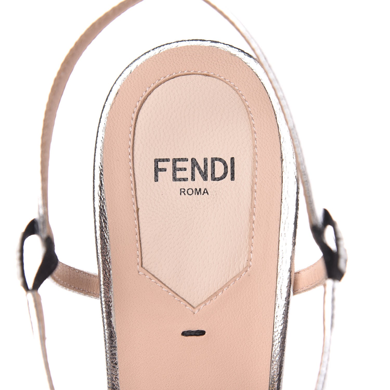 Fendi Metallic Goatskin T-Strap Pumps 39.5 Silver 7 of 8