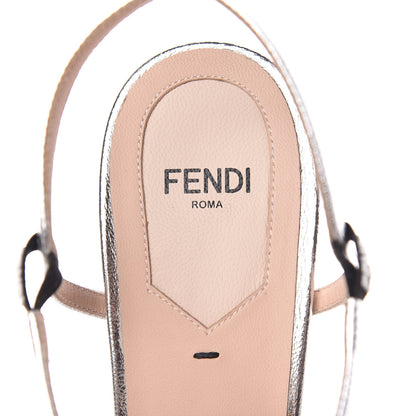 Fendi Metallic Goatskin T-Strap Pumps 39.5 Silver 7 of 8