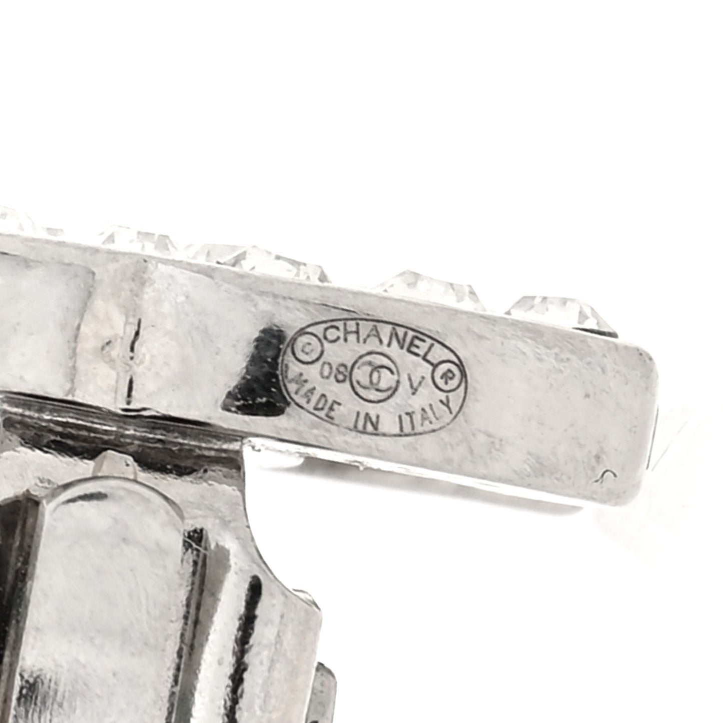 Crystal CC Clip on Earrings Silver